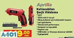 APRİLLA KATLANABİLEN ŞARJLI VİDALAMA APRİLLA KATLANABİLEN ŞARJLI VİDALAMA
